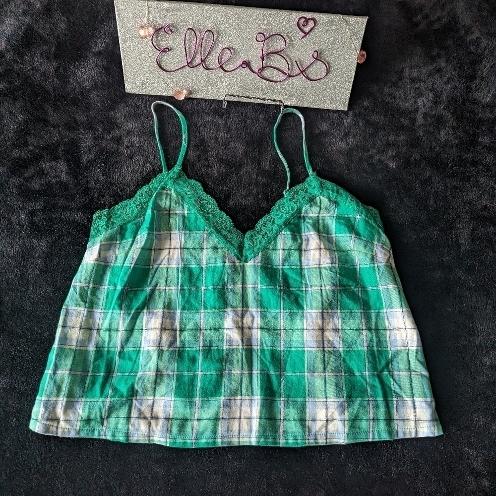 NWT Colsie Plaid Green Tank M - Picture 4 of 4